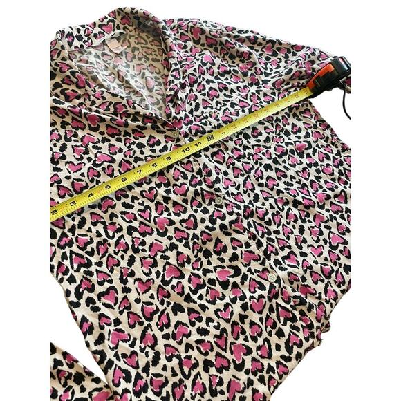 VICTORIA SECRET PJ TOP PINK HEARTS CHEETAH SZ M L SOFT AESTHETIC ANIMAL PRINT - Picture 4 of 15